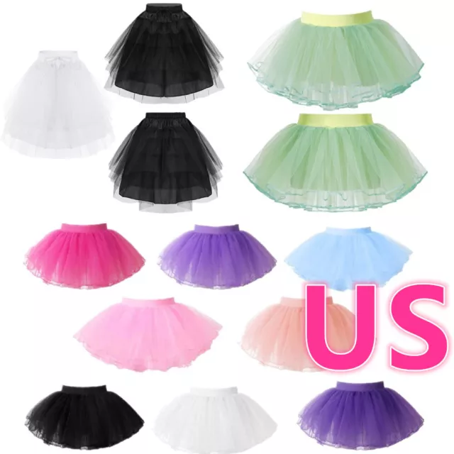 US Toddler Girls Tutu Skirts Birthday Ballet Dance Tulle Skirt Dancewear Costume