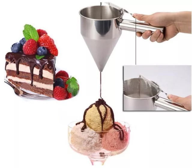 Batter Dispenser Stainless Steel Pancake Batter Dispenser Funnels with Stand for