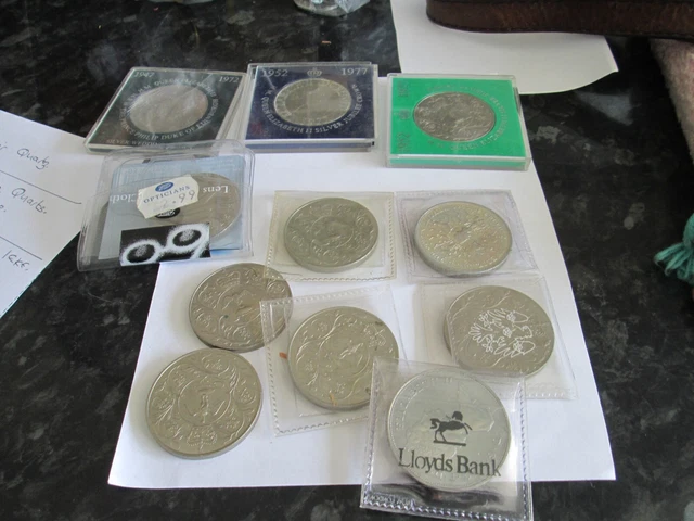 11 various coronation crown coins. 1947/1952-1977.plus others.