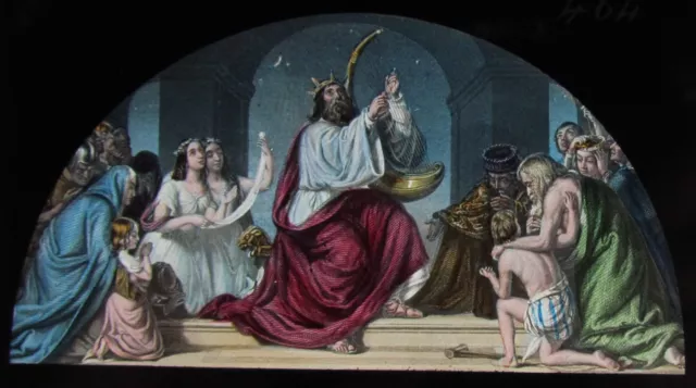 CRACKED Glass Magic Lantern Slide THE ROYAL PSALMIST C1900 RELIGIOUS BIBLE