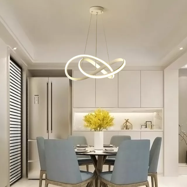 19.7" Dimmable Circular Ring Pendant Light White Chandelier Fixture LED Lamp 46W