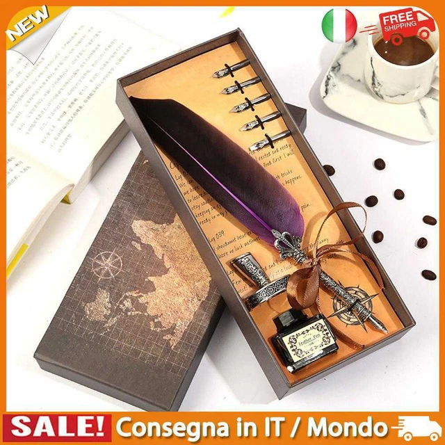 IT Calligraphy Feather Dip Pen Writing Ink Quill Fountain Pen Set (Purple)