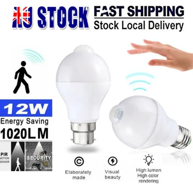 1-10X LED PIR Motion Sensor Light Bulbs E27 B22 12W Smart Detector Globe Lamp