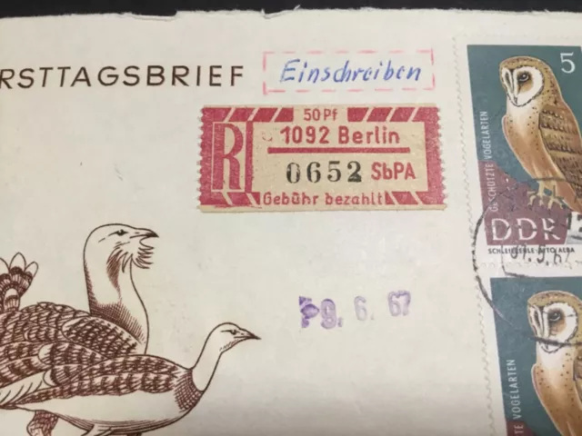 DDR Einschreibemarke 1 PLZ 1092 Brief mit Einlieferungsschein selten 2