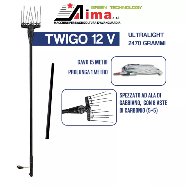 Abbacchiatore A Batteria In Carbonio 12V Aima Twigo Scuotitore Scuotiolive 31777