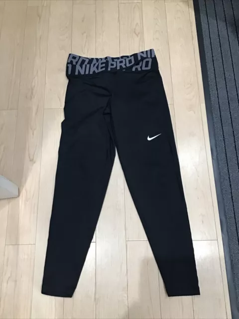 NIKE PRO Dri-FIT Women’s Training  Leggings Black With X Over Waistband Size M