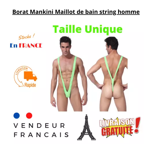 Mankini Maillot de Bain Arc en ciel pour Homme Borat, String Humo
