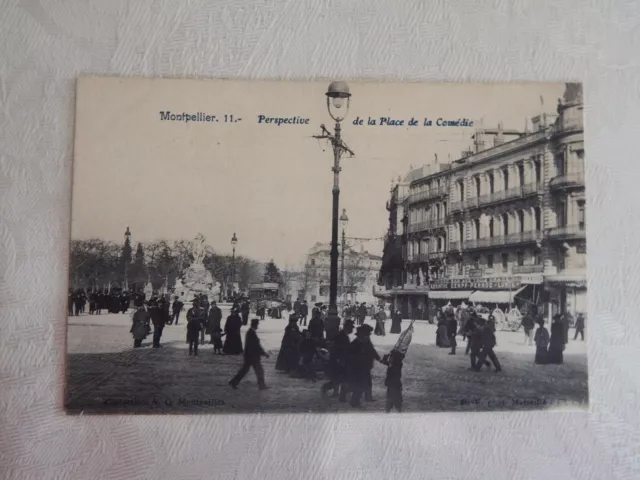 Carte Postale MONTPELLIER Perspective de la Place de la Comédie Années 1920/30