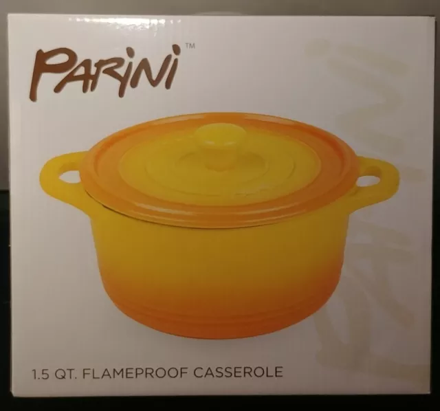 PARINI 9” 3 Qt Blue Ceramic Bakeware Dutch Oven/Casserole New Open Box  M2555