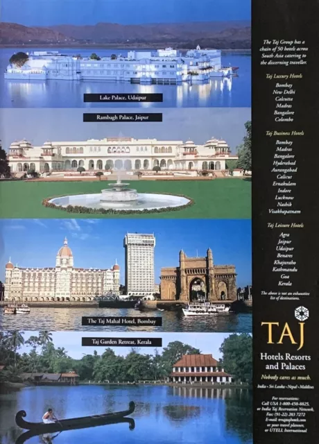 2000 TAJ Hotels Resorts & Palaces India Sri Lanka Nepal Maldives PRINT AD