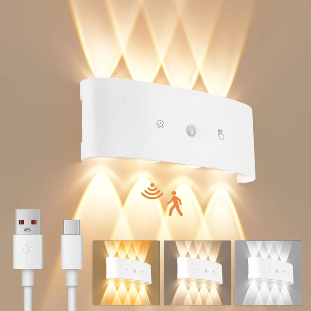MOTION SENSOR WALL Lights Indoor, Rechargeable Wireless Lights Magnetic ...