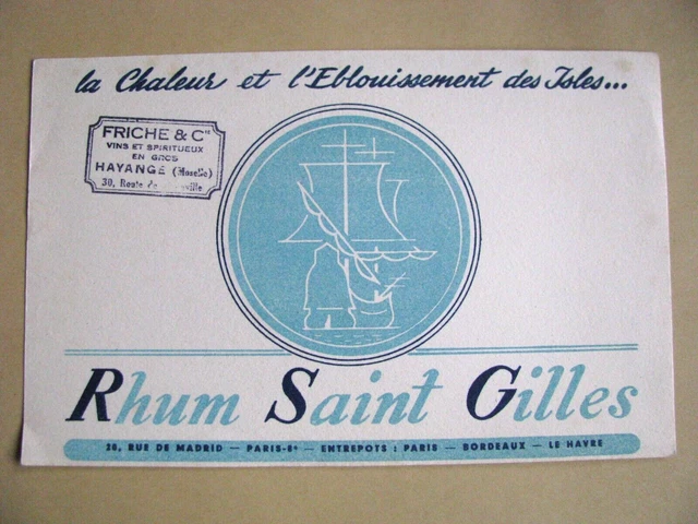BUVARD RHUM SAINT GILLES vert et bleu / blanc