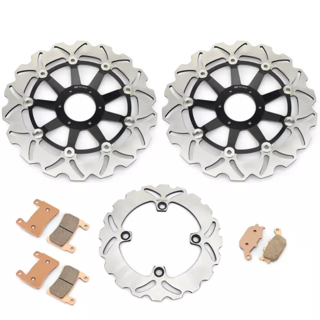 For HONDA CBR 600 F CBR600F 1999-2000 Wavy Front Rear Brake Discs Rotors Pads