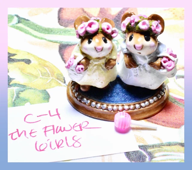 Wee Forest Folk C-4 The Flower Girls Mice Blue Yellow Cinderella Retired WFF