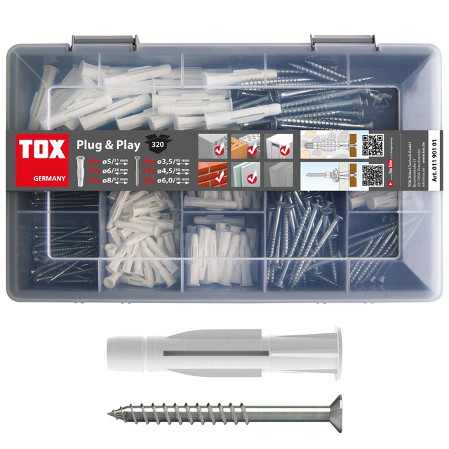 Assortimento standard TOX Plug&Play tasselli multiuso viti trika 5 6 8 mm 320 pezzi