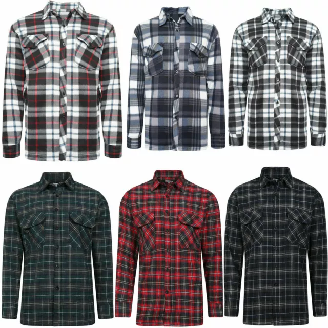 Mens Brushed Fleece Thermal Check Lumberjack Flannel Shirt Warm Winter Work Top