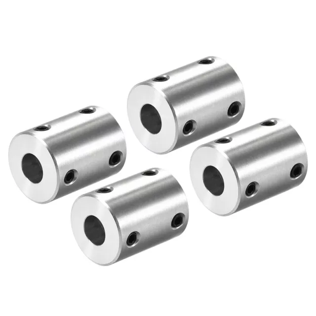 8mm to 8mm Bore Rigid Coupling 25mm Length 20mm Diameter Coupler Silver 4pcs