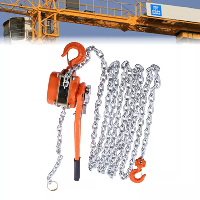 1.5 Ton Manual Chain Hoist Puller Block 20 Feet Lift Orange Lift w/ 2 Hooks Set