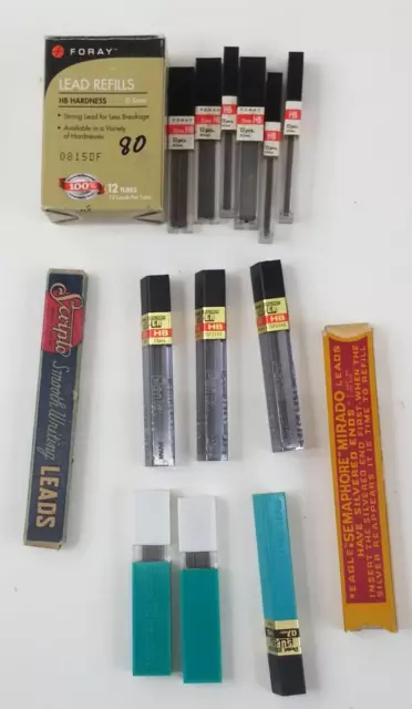 Vintage Mechanical Pencil Lead Lot Foray Pentel Berol Turquois HB Scripto Mirado