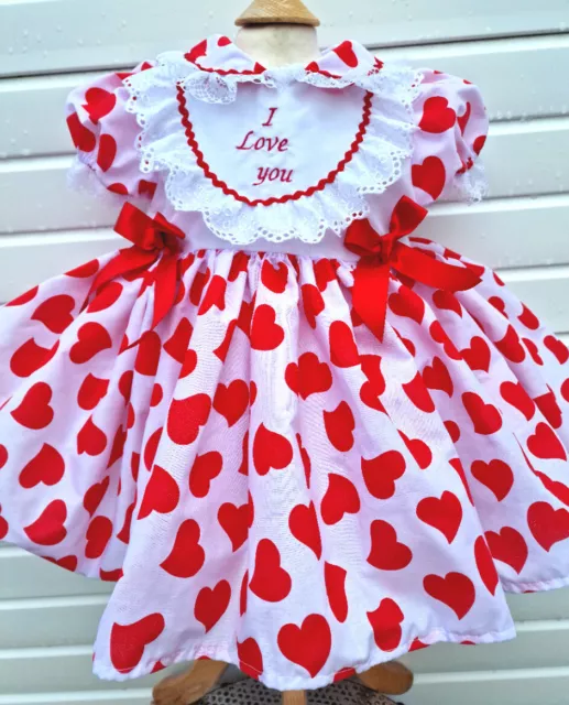 Dream 0-8 years baby girls LOVE YOU VALENTINE HEARTS  collar twirly lined dress