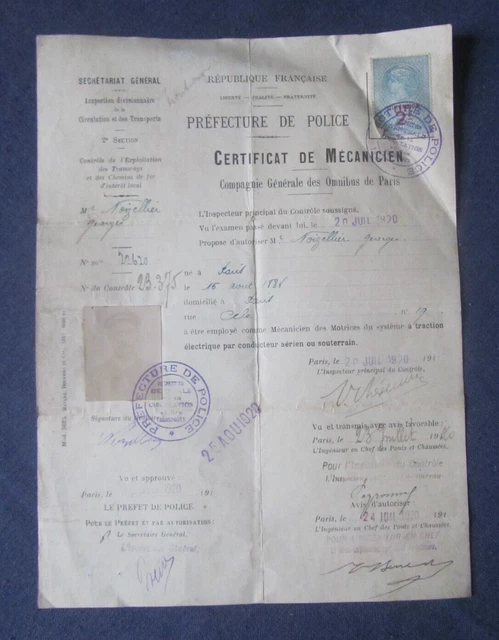 ANCIEN CERTIFICAT DE Bonne Conduite 30e Regiment D’infanterie 1921