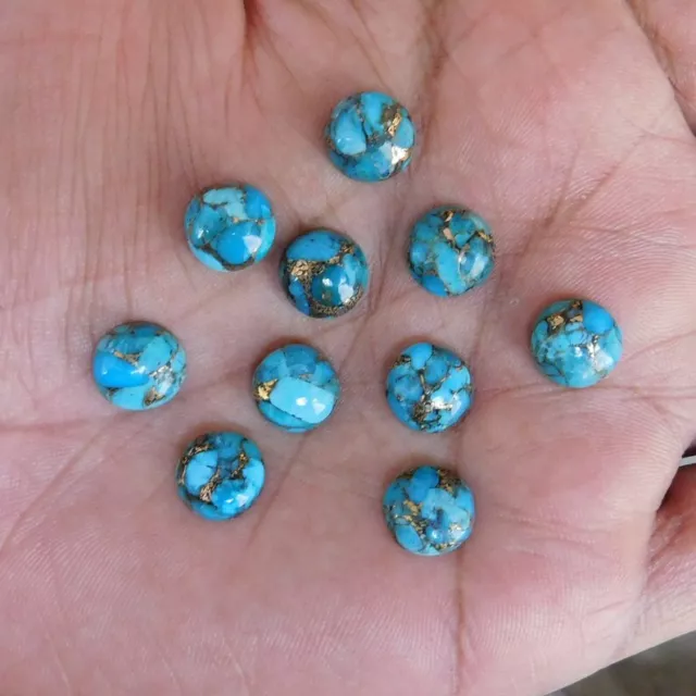 Großhandel Menge 3x3mm Runde Blau Kupfer Türkis Glatt Flache Rückseite Lose
