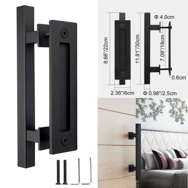 12" Matte Black Sliding Barn Door Pull Flush Handle Gate Hardware Set Heavy Duty