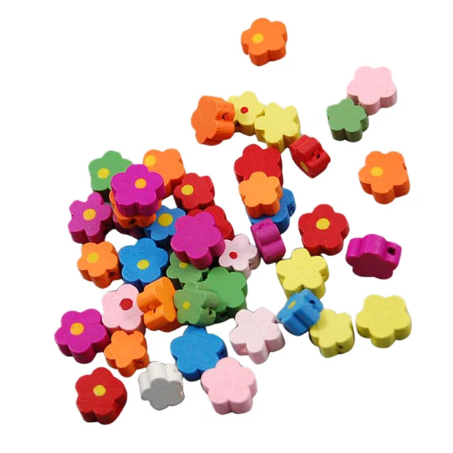 100 STÜCKE Mädchen Kinder Kinder DIY Handwerk Machen Eigene Holzperlen Schmuck