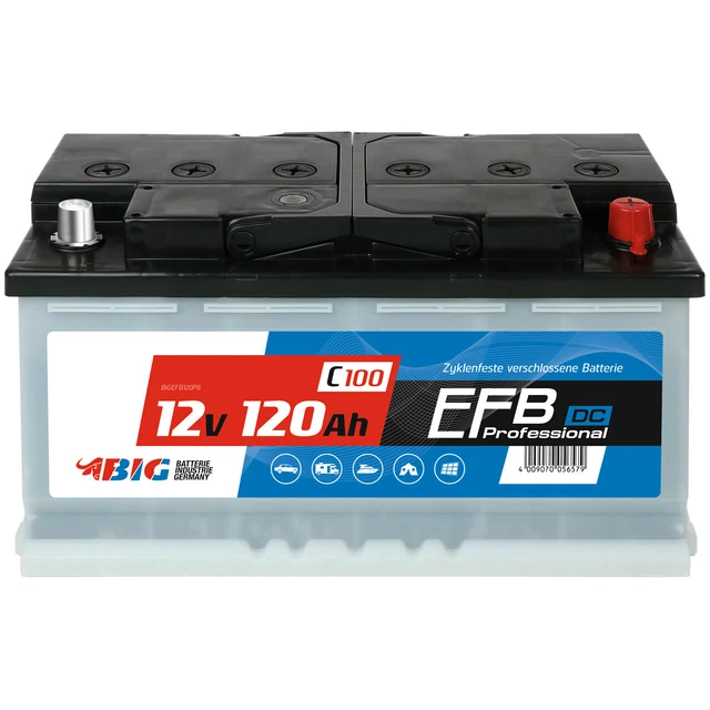 BIG Solar Professional EFB 12V 120Ah (C100) – Deep-Cycle Batterie Für Wohnmobil, Solar, Caravan & Boot