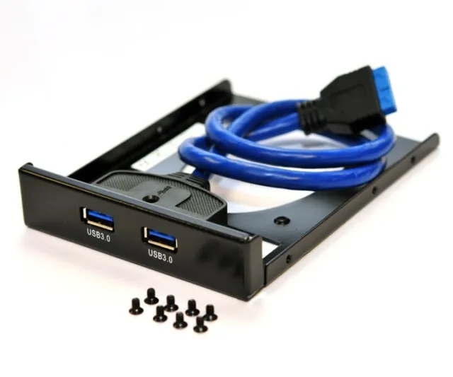 2 Port USB 3.0 HUB 3,5" intern PC Adapter Frontpanel + 2,5" Rahmen für SSD HDD