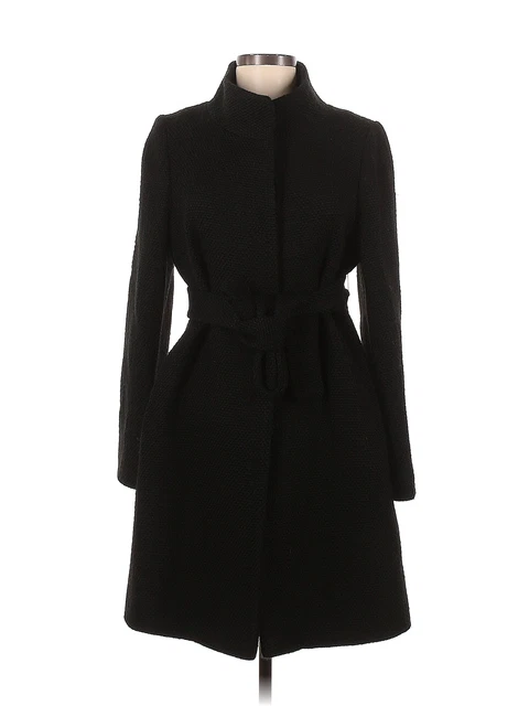 Fleurette Women Black Wool Coat 8