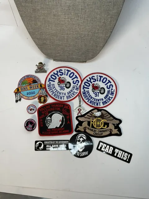 Lot of Vintage Motorcycle Biker Pins and Patches