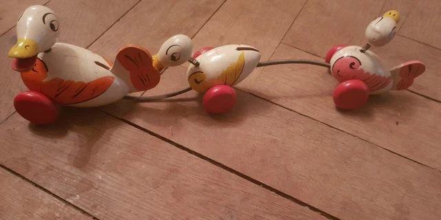 Jouet à Traîner En Bois Vintage Mickey Et Donald Tandem - Vilac Occasion