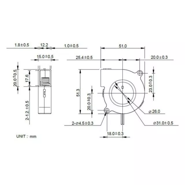 Puissant ventilateur de refroidissement 50 mm pour imprimante 3D DC 12V