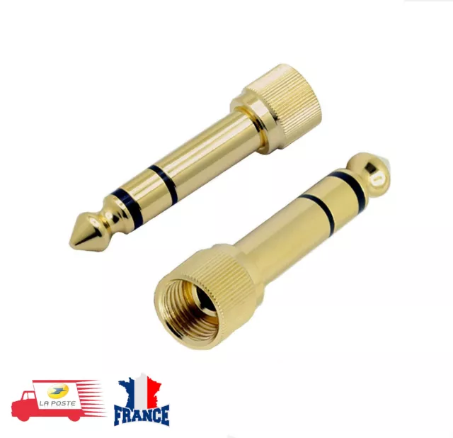 Prise Adaptateur Fiche JACK 6.35mm mâle vers 3.5mm femelle Audio Casque Stéréo