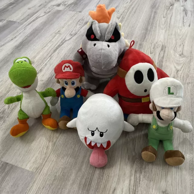 6 NINTENDO SUPER Mario Bros Plush Mario, Luigi, Yoshi, Boo, Shy Guy ...