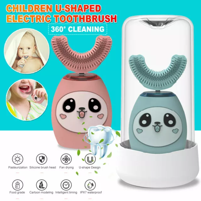 Children Kids Automatic Electric Toothbrush 360° U-shaped Brush Teeth Cleaner