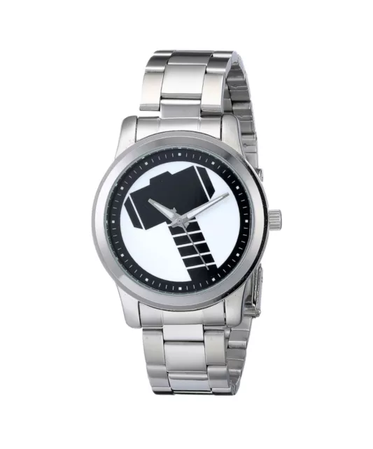 Marvel Comics Thor's Hammer Avengers Watch Mens Analog Quartz Silver Stainless