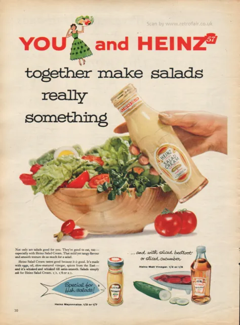1958 Heinz Salad Cream Original Full Page Vintage Magazine Ad