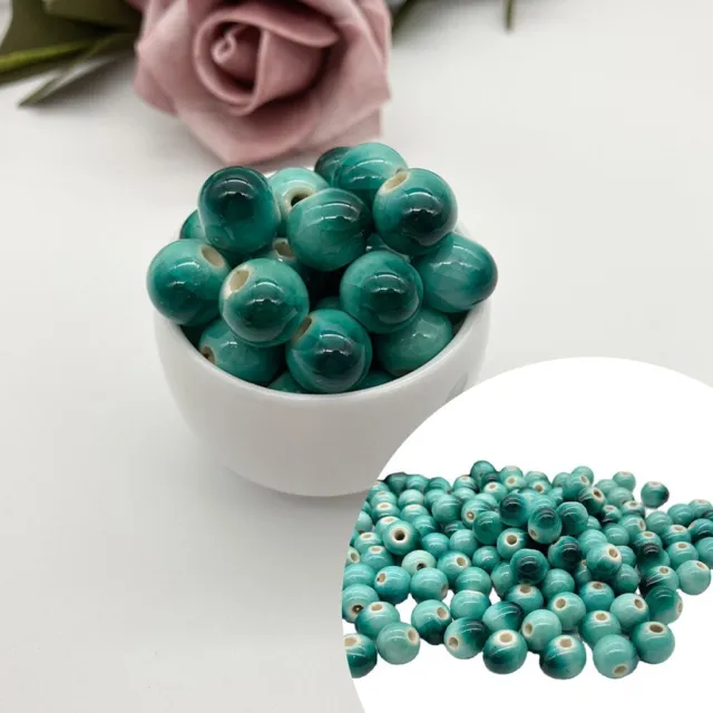 Schöne Keramikperlen 100 STCK. 10 mm Grün Lose Perlen zum Selbermachen Schmuck