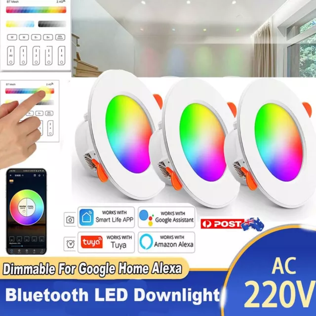 1-8Pcs 10W 15W Smart RGB CCT Bluetooth LED Downlight Dimmable Google Home Alexa