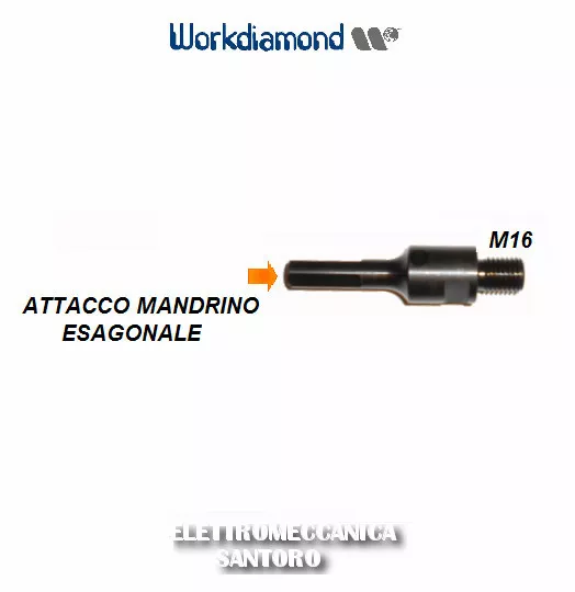 Adaptateur Trou Diamant Filet M16 Attache Mandrino Hexagonal WORKDIAMOND