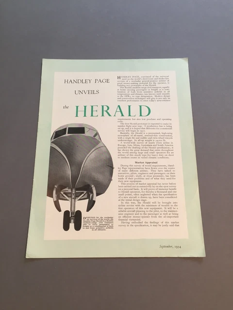 Handley Page Herald Manufacturers Sales Brochure 1954 Cutaway