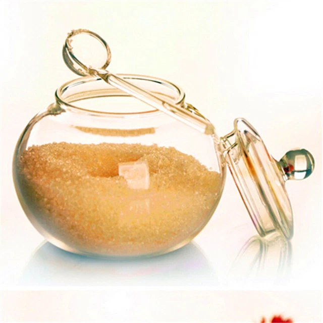 Seasoning Storage Box Clear Glass Tea Cups Glass Containers Cover
