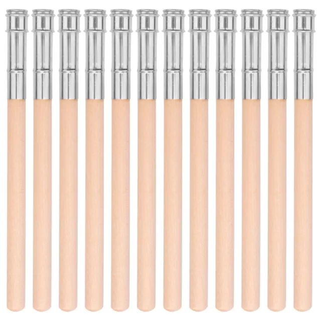 12 Pieces Wooden Pencil Extenders Art Pencil Lengthener Crayon Extension3004