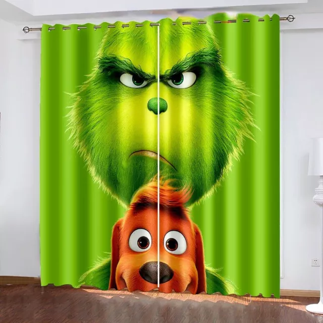 How Grinch Stole Christmas Bedroom Curtains Ring Blackout Door Decor UV Protect