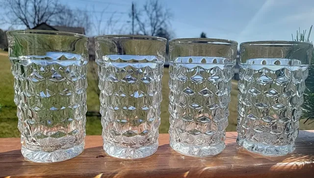 FOSTORIA AMERICAN - Set of 4 Straight-Sided 12 oz Flat Tumblers Iced Tea 5 1/8"