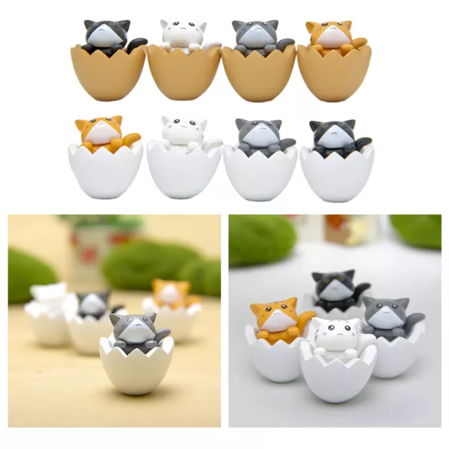 4 pezzi carino mini gattino all'interno dell'uovo in miniatura set di figurine