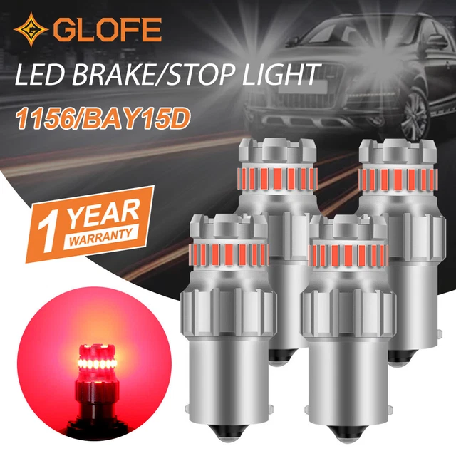 1156 7506 Red LED Strobe Flash Blinking 5 Times Brake Tail Light Parking Bulb 4X