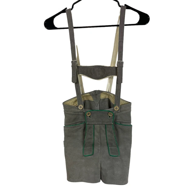 Vintage Grey German Bavarian Suede Leather Lederhosen  24” Waist  Kids Boys
